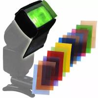 Набор из 12 цветных гелевых фильтров Huanor для вспышек