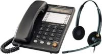 Проводной телефон с гарнитурой, 2 динамика Plantronics EncorePro HW520 + Panasonic KX-TS2365 RUB