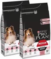 PRO PLAN ADULT DOG OPTIDERMA MEDIUM SENSITIVE SKIN для взрослых собак средних пород с чувствительной кожей с лососем и рисом (3 + 3 кг)