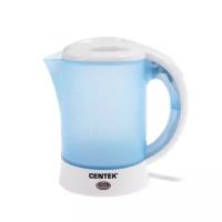 Электрические чайники Centek Чайник электрический Centek CT-0054 Blue, пластик, 0.6 л, 650 Вт, бело-синий