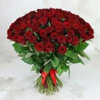 Букет из 101 красной длинной розы - РЕД наоми 60 СМ