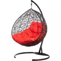 Подвесное кресло кокон двухместное BIGARDEN «Gemini promo» black (красная подушка)