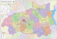 настенная карта Ивановской области 125 х 85 см (на самоклеющейся плёнке)