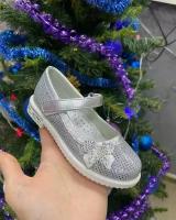 Туфли на девочку серебро (30)