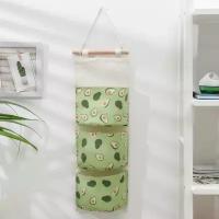 Кармашки на стену Доляна Органайзер с карманами Доляна «Авокадо», подвесной, 3 отделения, 59×20 см, цвет зелёный