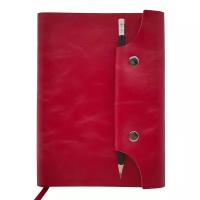 Красный кожаный ежедневник Shiva Leater с отделкой Pull-Up, с застежкой на две кнопки и отделением для карандаша