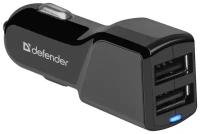 Зарядное устройство Defender Зарядное устройство автомобильное Defender UCA-34 83834, 1xUSB 2.4A, 1xUSB 1.0A, (3400 мА) черный (ret)