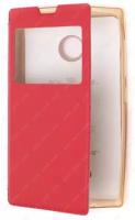 Кожаный чехол для Microsoft Lumia 532 Dual sim Armor Case Book с окном на магните (Красный)