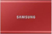 1 ТБ Внешний портативный твердотельный SSD накопитель Samsung T7 (MU-PC1T0R/WW) USB 3.2 Gen2, красный