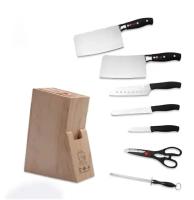 Набор профессиональных кухонных ножей MyPads из высококачественной Японской стали 8 в 1 с противоскользящей ручкой и деревянной подставкой