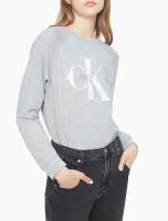 Свитшот Calvin Klein XL светло-серый с белым крупным лого на груди