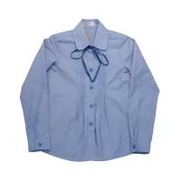 Школьная блузка голубая для девочки с защипами на лифе