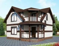 (79м2, 9х8м) Готовый проект двухэтажного каркасного дома с балконом и баней - AS-2000-11