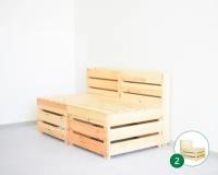 Комплект мебели из дерева №5 CAIMAN из 2х элементов, диван прямой из дерева для 2х человек, 120х70 см