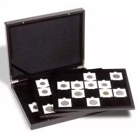 Коробка для медалей, монет в холдерах, монет в капсулах, на 60 ячеек, чёрная. Volterra Trio De Luxe, Leuchtturm