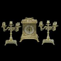Часы каминные с канделябрами Alberti Livio "Bronze" (полир. бронза) h.22см