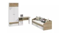 Детская мебель ТриЯ Набор детской мебели «Оксфорд» стандартный (Ривьера/Белый с рисунком) модульная, столы, шкафы, кровати