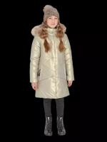 Пальто зимнее для девочки (Размер: 134), арт. смузи золото, цвет Золотой