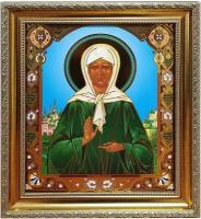 Икона Святая Матрона Московская 20х25 см с золотым тиснением в позолоченной раме православная на стену подарок маме бабушке