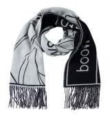 широкий длинный шарф TOM WOOD 21503.984 серый+черный UNI