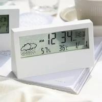 Домашняя метеостанция/ Погодная станция с выносным датчиком/ Электронный Термометр-гигрометр +электронный часы-будильник