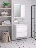 Мебель для ванной / Runo / Манхэттен 65 / белый / подвесной / тумба с раковиной Оскар 65 / шкаф для ванной / зеркало для ванной