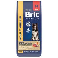 Brit Premium Dog Adult Medium сухой корм для взрослых собак средних пород (10-25 кг), с индейкой и телятиной - 15 кг
