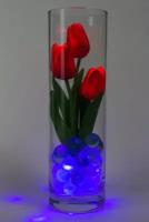 Светодиодные тюльпаны 3шт Красные(син)