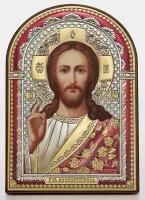 Христос Вседержитель икона серебряная 63 5,9 x 8,5 Дерево Металл Серебро Эмаль 45