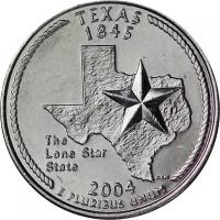 Монета номиналом 25 центов, США, 2004, "Техас" P