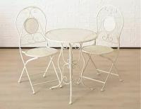 Комплект кованой садовой мебели "Лилли" (стол и два стула), белый, Boltze