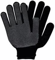 Перчатки хозяйственные нейлоновые с ПВХ, микроточка. Защитные, рабочие. Универсальный размер. Черные. 12 пар