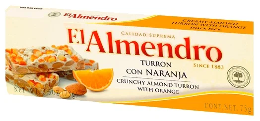 Нуга El Almendro Туррон хрустящий миндальный с апельсином