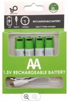 Аккумуляторные батарейки AA 1,5V 2600 mWh( 4 шт.) с USB кабелем