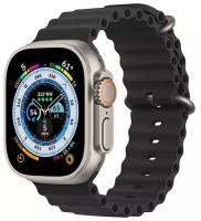 Ремешок Ocean Band для Apple Watch ULTRA 49mm, Series 1-8, SE, 42/44/45/49mm, черный (space black), рифленый