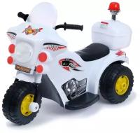 Детский электромобиль "Мотоцикл шерифа", цвет белый