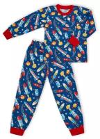 Пижама для мальчика трикотажная RONDA "FOOTBALL", рост 110, синий