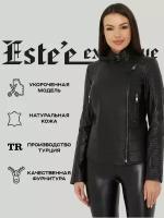 Кожаная куртка женская Este'e exclusive Fur&Leather короткая модная косуха из натуральной кожи, демисезонная верхняя одежда для девушек и женщин