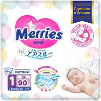 MERRIES Подгузники для новорожденных 5 кг, 90 шт