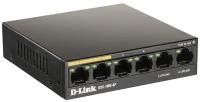 Коммутатор D-Link DSS-100E-6P/A1A Неуправляемый с 6 портами 10/100Base-TX (4 порта PoE 802.3af/at, PoE-бюджет 55 Вт, дальность до 250 м)