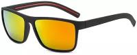Солнцезащитные очки квадратные с текстурной дужкой черные/красные/желтые