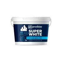 Краска водно-дисперс. для стен в умеренно влажных помещениях GOODHIM F+стандарт супербелая, 3 кг