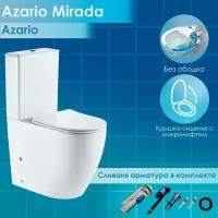 Унитаз-компакт напольный Azario Mirada AZ-1289A (655х385х920мм) безободковый с бачком + сиденье микролифт