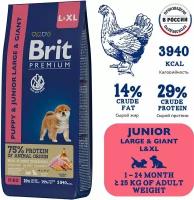Сухой корм для щенков и молодых собак Brit Premium Puppy and Junior Large and Giant 15 кг (для крупных пород)