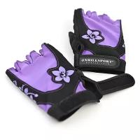 Перчатки для женские замш черно-фиолетовые X11- M