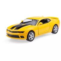 Детская игрушечная коллекционная металическая модель машинки игрушки Kinsmart "Chevrolet Camaro 2014 раскрашенный в инд" желтый 1:38