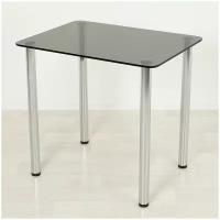 Стеклянный стол для кухни Эдель 10 серый/хром (800х600)