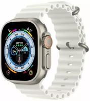 Ремешок для смарт-часов, фитнес-браслета Apple Watch Series 1 2 3 4 SE 5 6 7 8 силиконовый дайверский океан Ocean Band Эпл Вотч 38/40/41 мм, белый