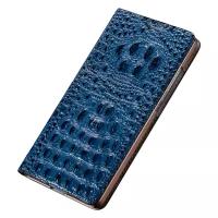 Чехол-книжка MyPads Premium для Asus Zenfone 2 5.0 ZE500CL из натуральной кожи с объемным 3D рельефом спинки кожи крокодила роскошный эксклюзивный синий