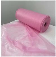 Простынь одноразовая в рулоне 70х200 (100 шт) розовая медицинская для массажа, двойное сложение СМС-Стандарт, 15 гр. LEONMED